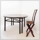 Pair of Chinese demi-lune consoles - Central table and folding chair