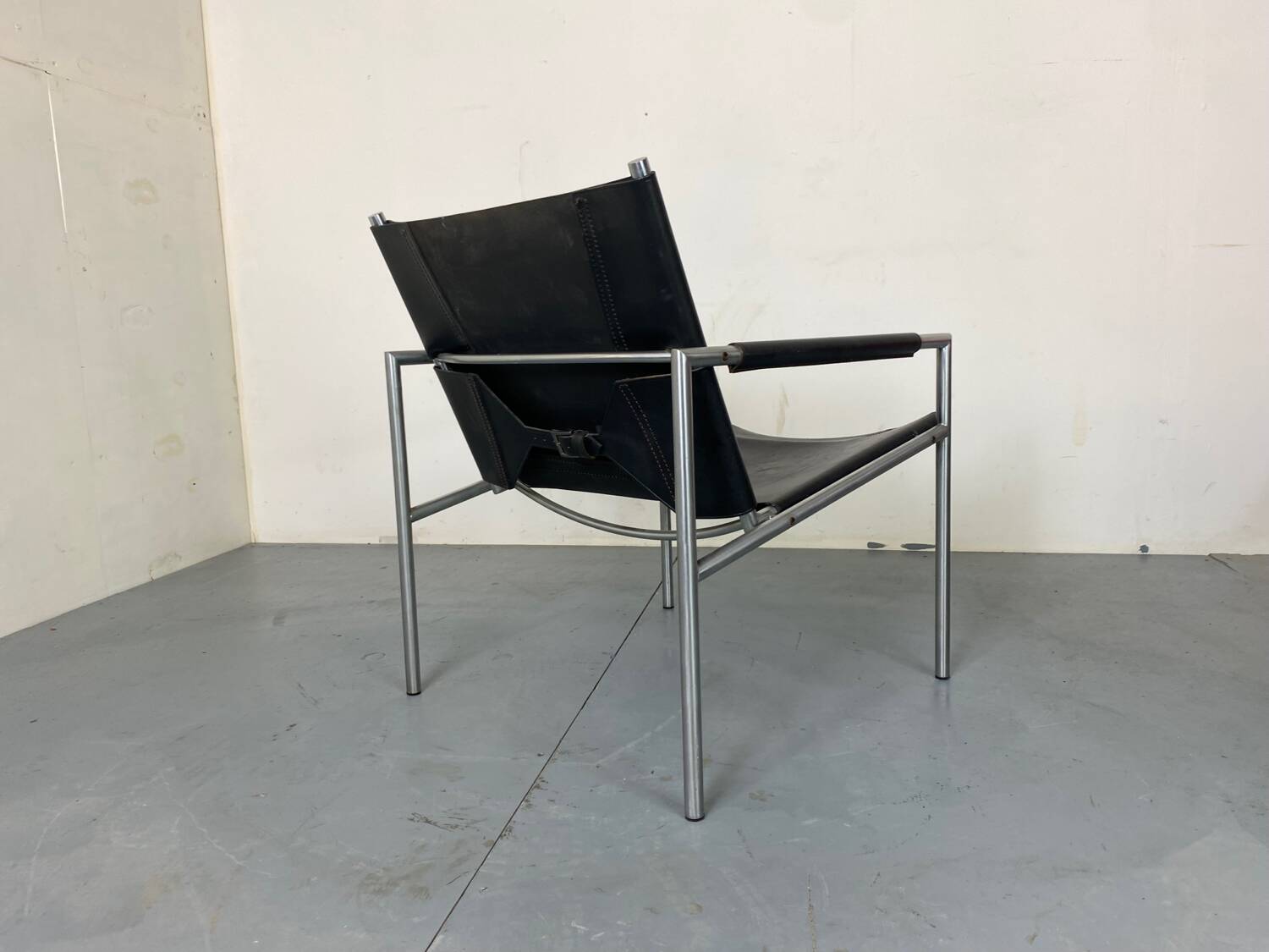 Fauteuil de salon moderne en cuir noir par Martin Visser pour T Spectrum, années 1960