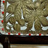 Pare-feu art-nouveau en bois et laiton