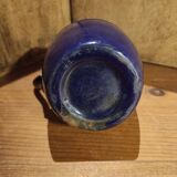 Small vintage French jug with lid, in blue enamel