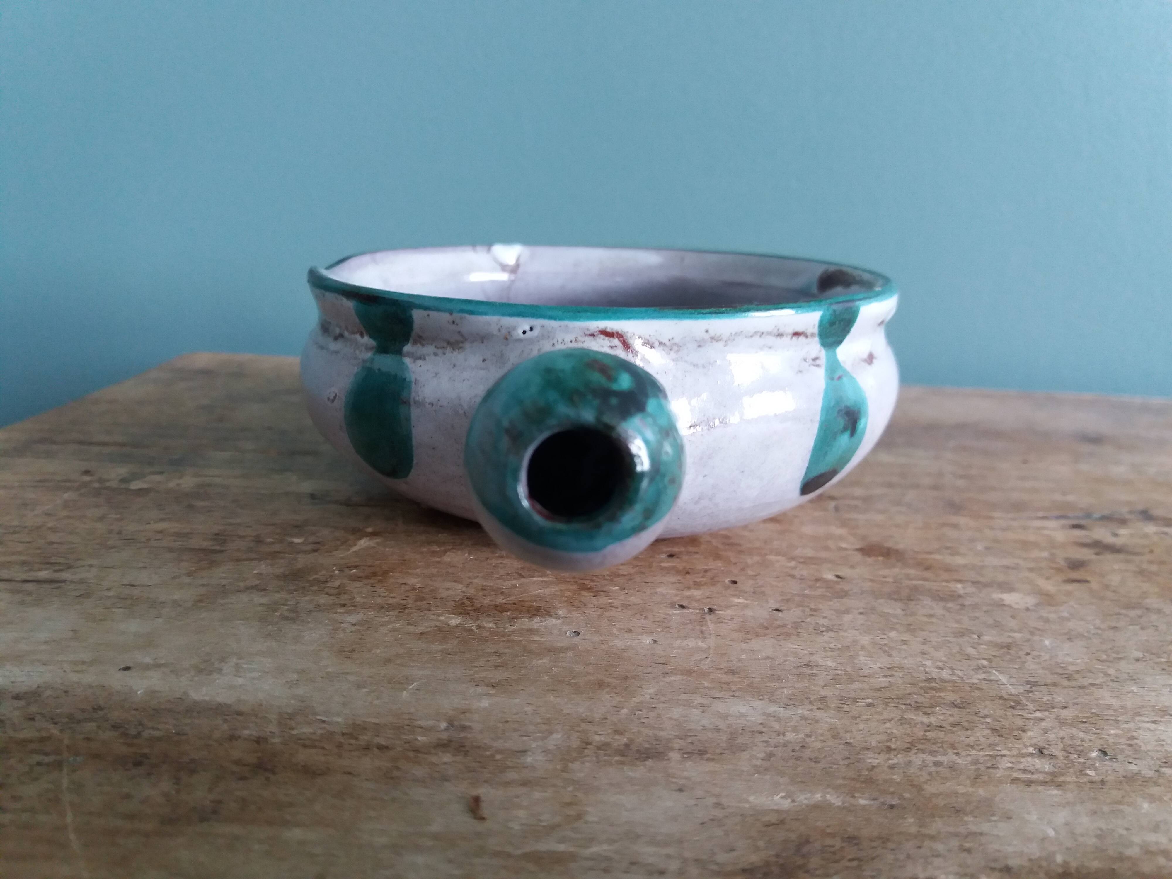 Caquelon dish, thistle decoration by Etienne Daniel, Vallauris