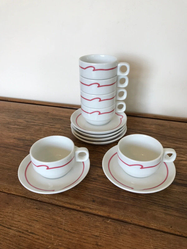 Set 6 espresso cups and vintage saucers Schonwald