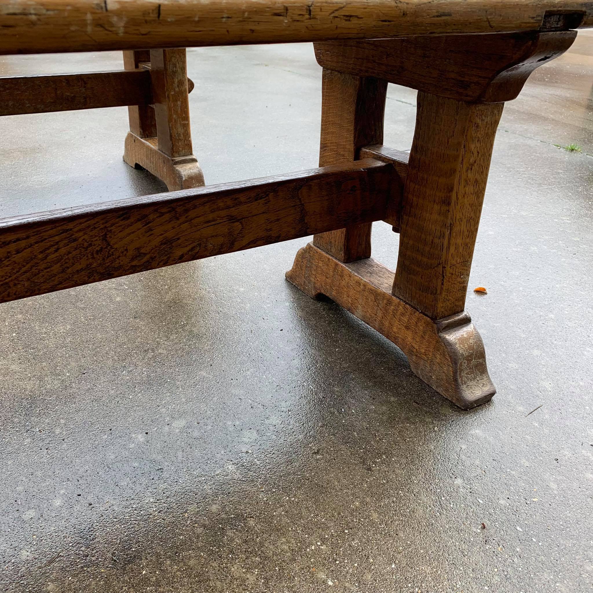 Pair of oak farm benches