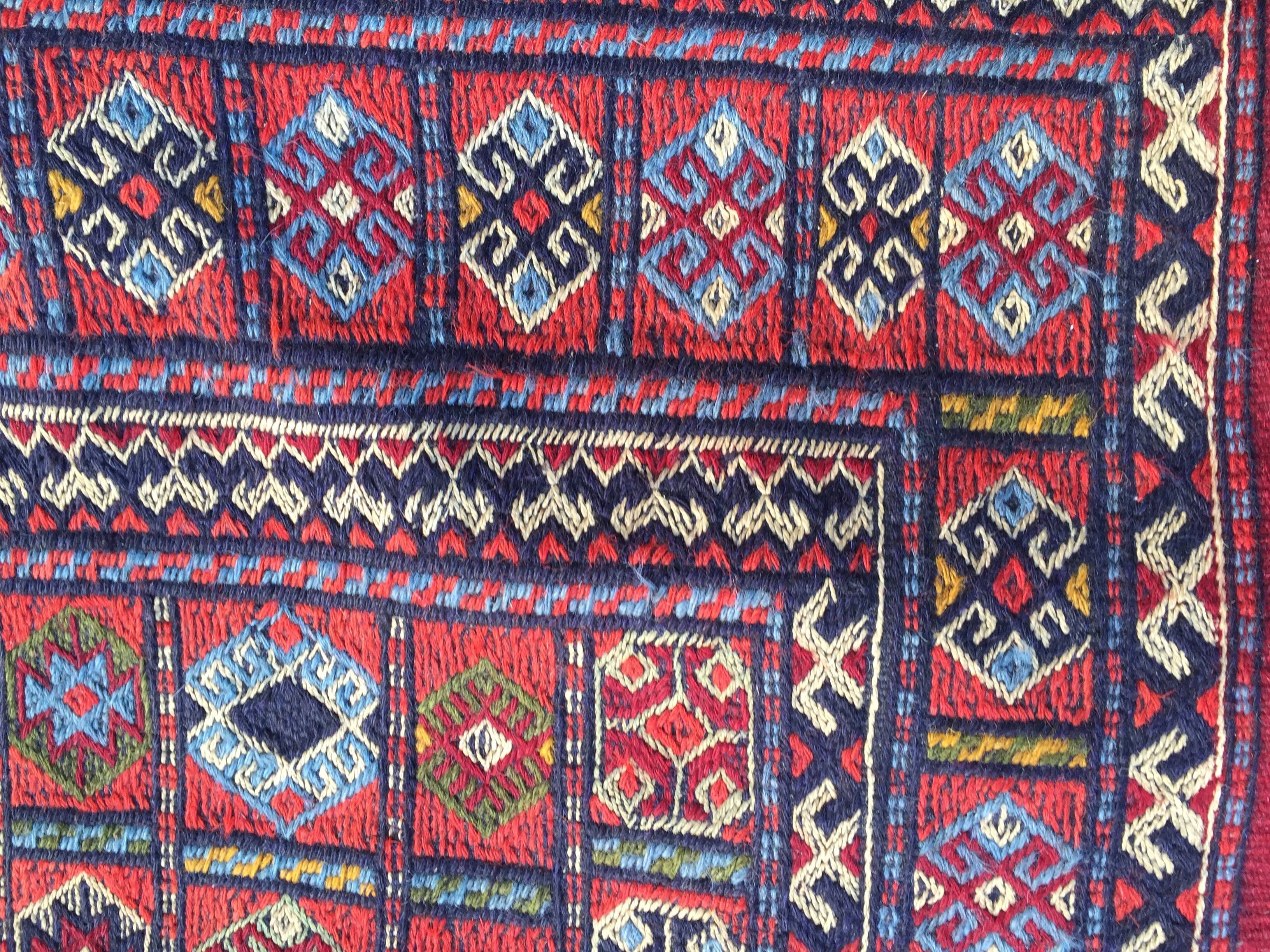 Berber carpet, woven and embroidered, wool 204 x106 cm 20th century