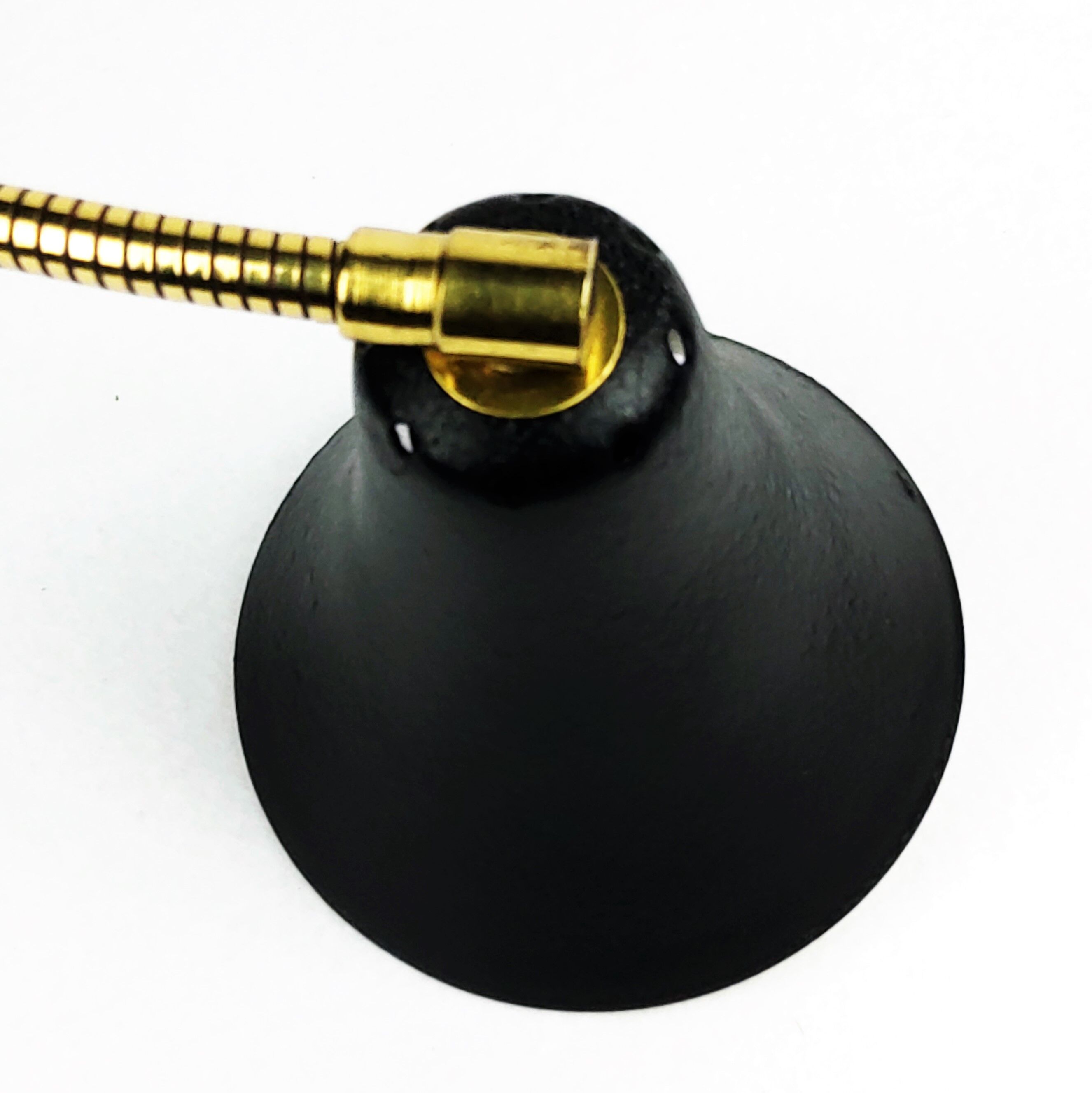 Lamp applies black metal and brass pot 1950