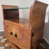 Art Deco bedside table in wood and mirror