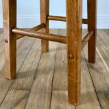 Pair of high stools / bar varnished wood 60-70s