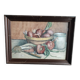 Vintage French still life in watercolour, signed Asquiedge