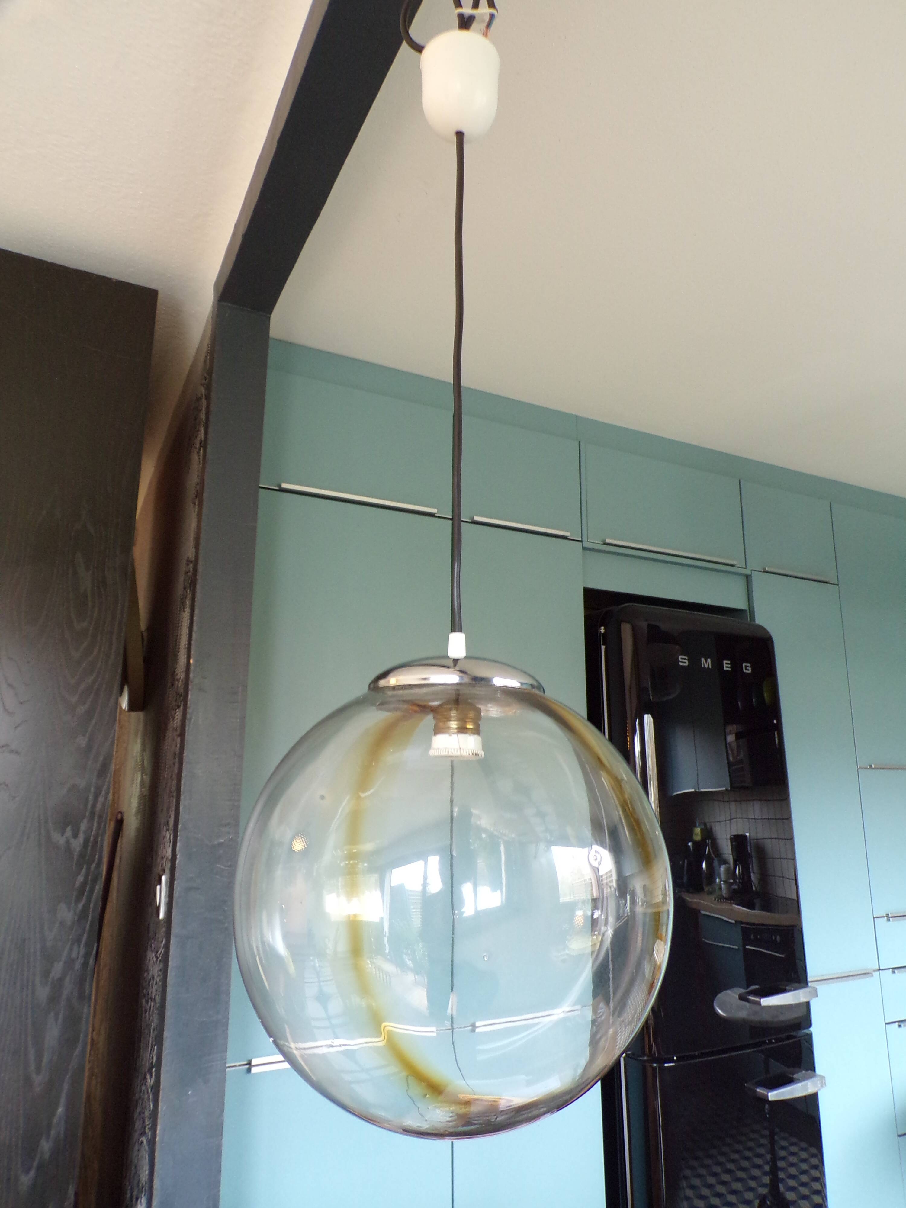 Blown glass globe suspension Ø30cm
