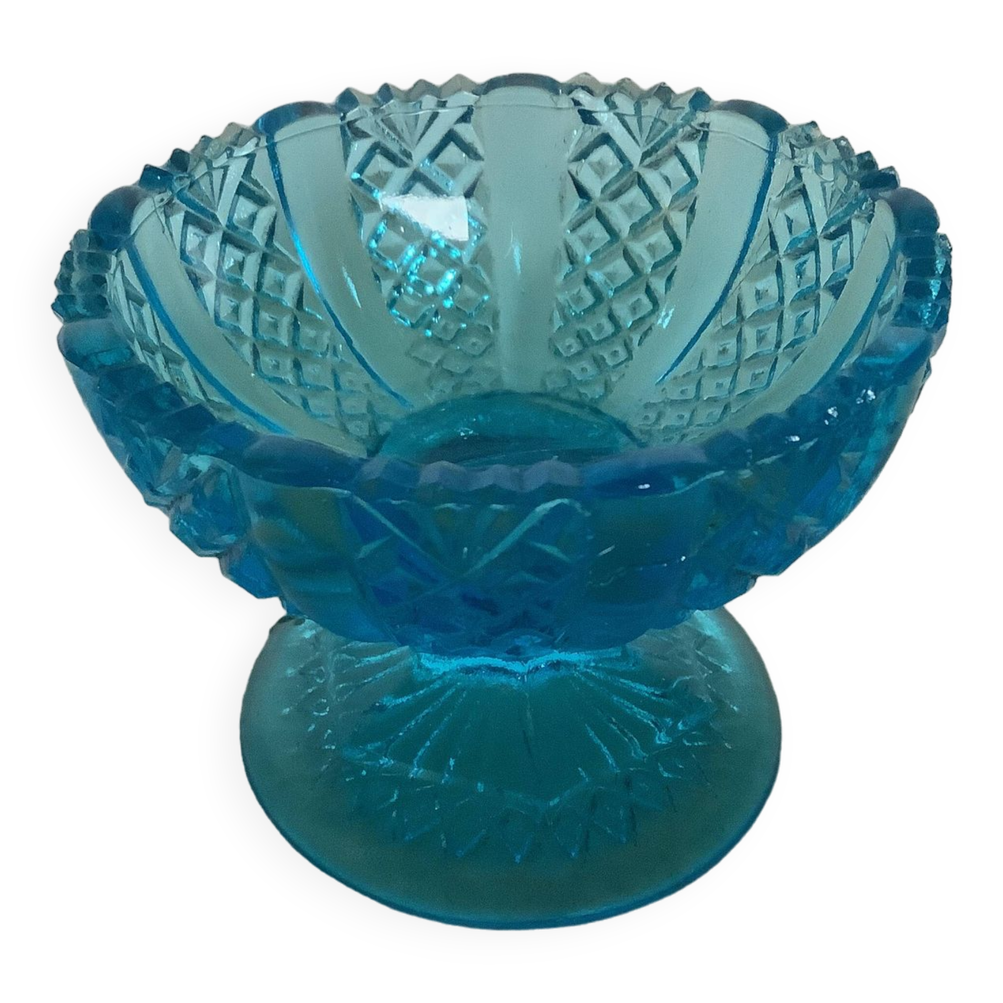 Blue moulded glass ring
