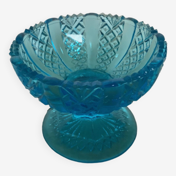 Baguier en verre moulé bleu