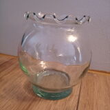 Vase ball cast glass corrugated collar
