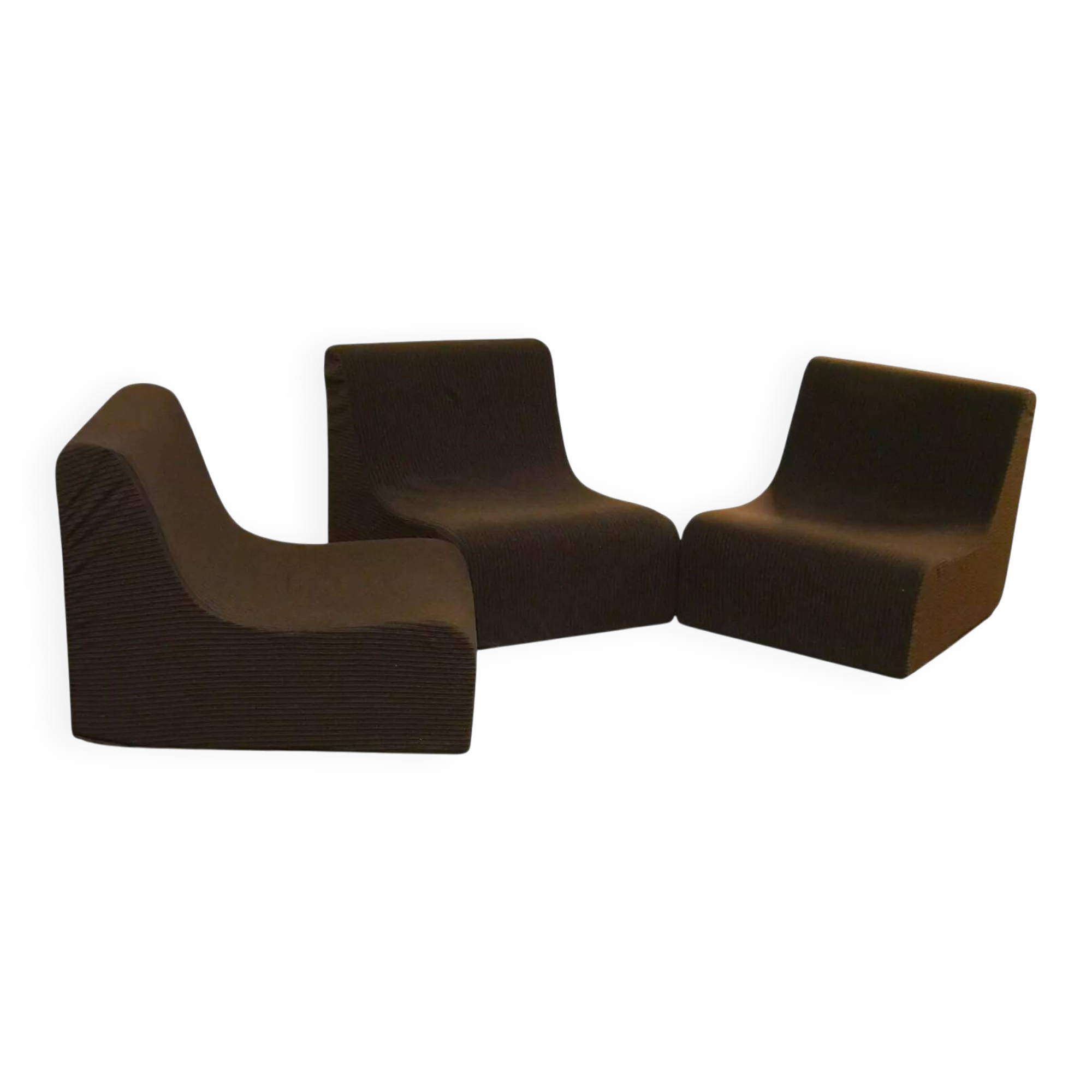 Vintage modular armchairs – Seventies design, brown fabric