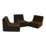 Vintage modular armchairs – Seventies design, brown fabric