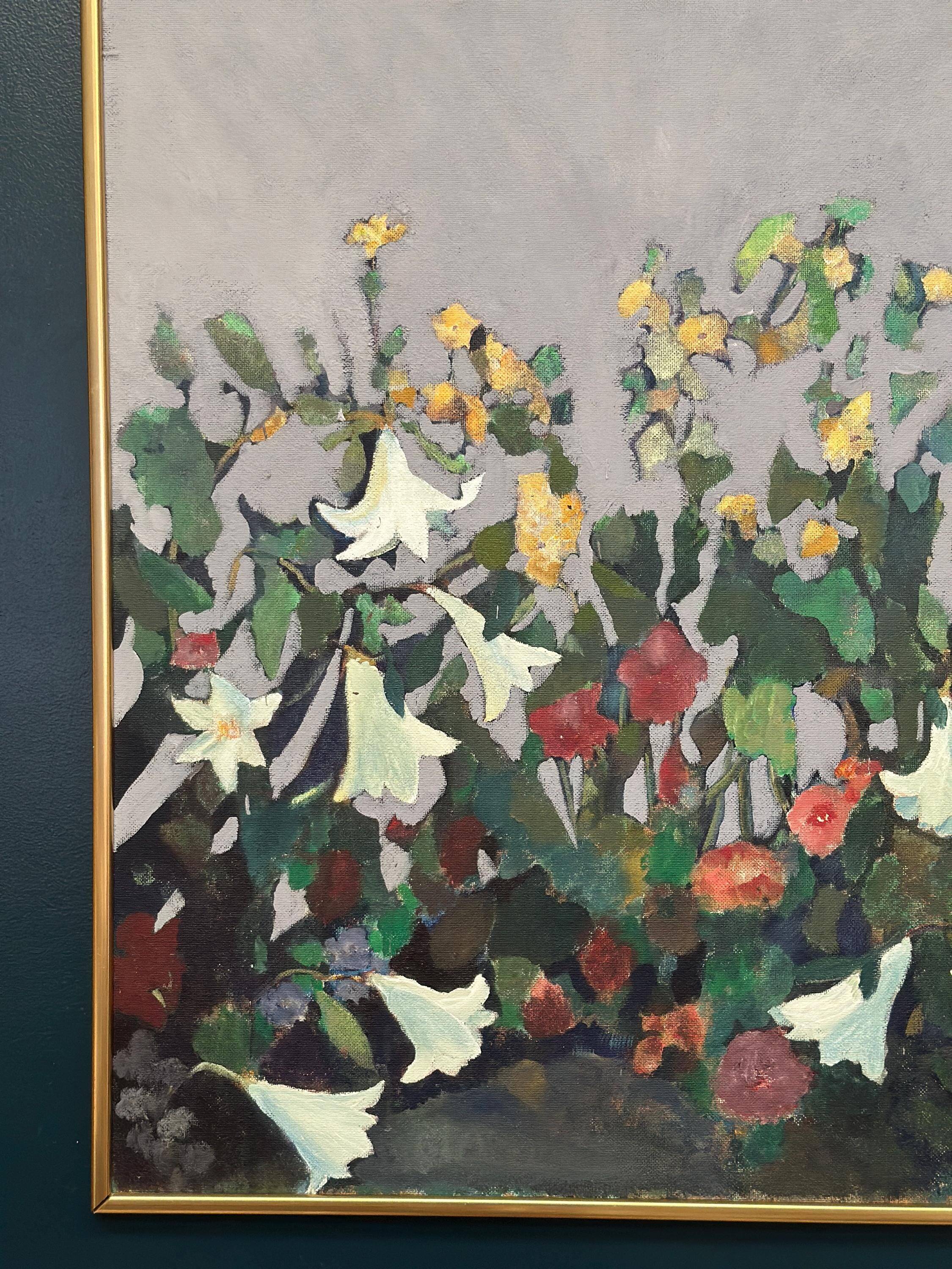 Original  Swedish Oil on Hardboard – “Still Life (Flower Motif)” by L.S.