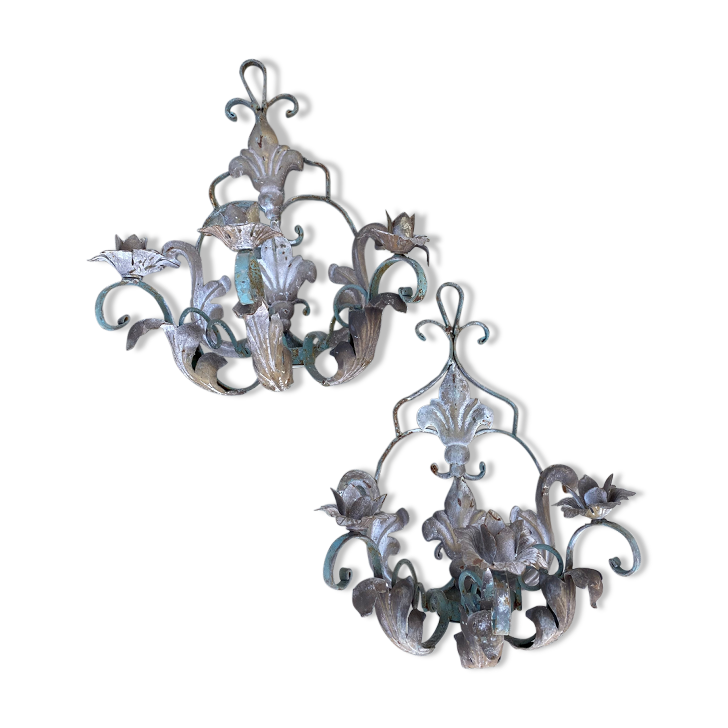 Pair of wrought iron wall lamps 1940