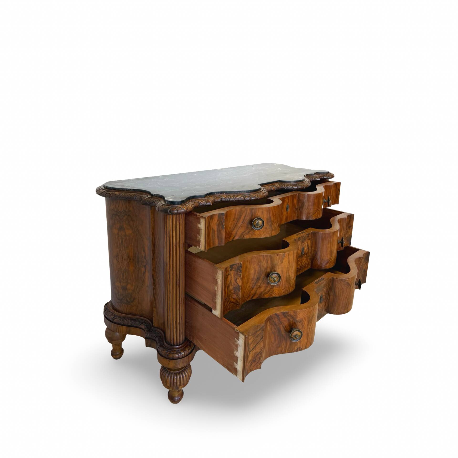 antique walnut serpentine commode