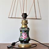 Pied de lampe en faïence de clamecy décor fleurs