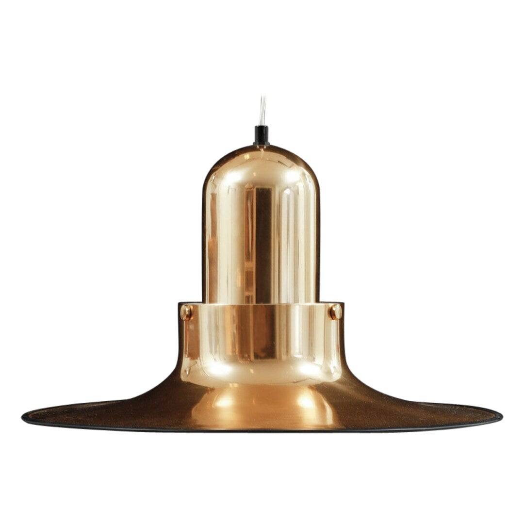 Scandinavian Modern Golden Pendant Lamp by PO Ström, 1970's