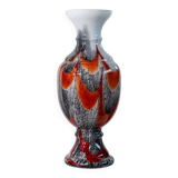Orange White Black Multicolor Murano Glass Vase by Carlo Moretti – Italy 1970s, Tall Centerpiece
