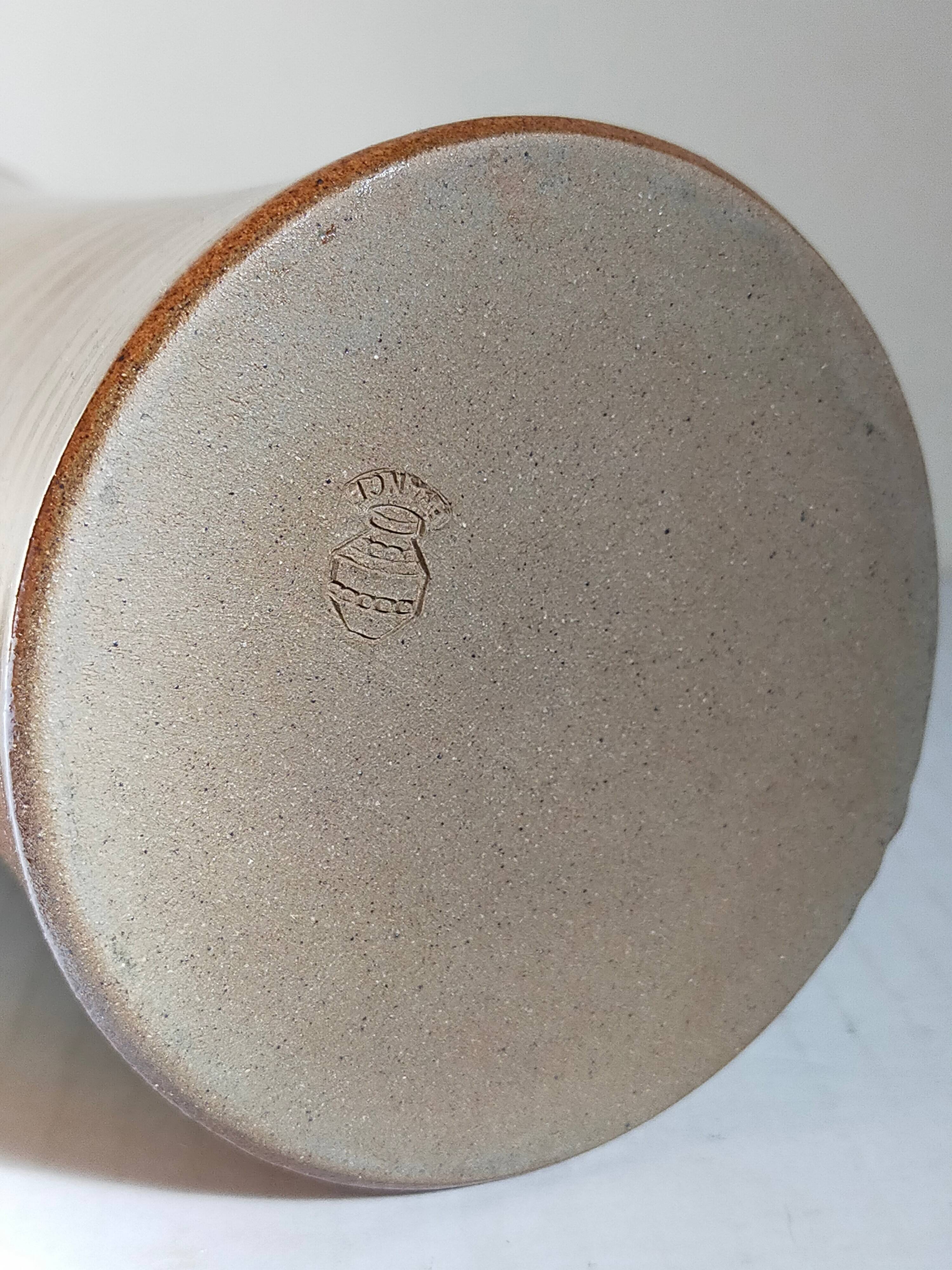 Vintage enameled stoneware potter's diabolo vase