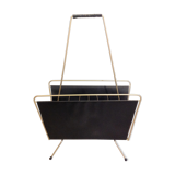 Magazine holder in gold metal and black / vintage dressing 60s-70s