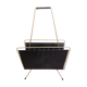 Porte-revue en métal doré et habillage noir / vintage années 60-70
