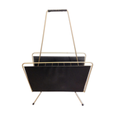 Magazine holder in gold metal and black / vintage dressing 60s-70s
