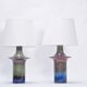 Tall Mid-Century Modern Danish Blue Table Lamps from Soholm, Set of 2
