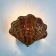 Pair of scalloped rattan wall sconces, 1980s, sourced in Spain