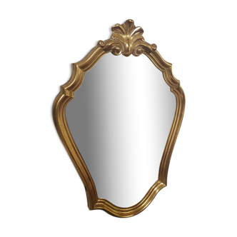 Miroir doré style baroque rocaille Louis XI 34x52cm