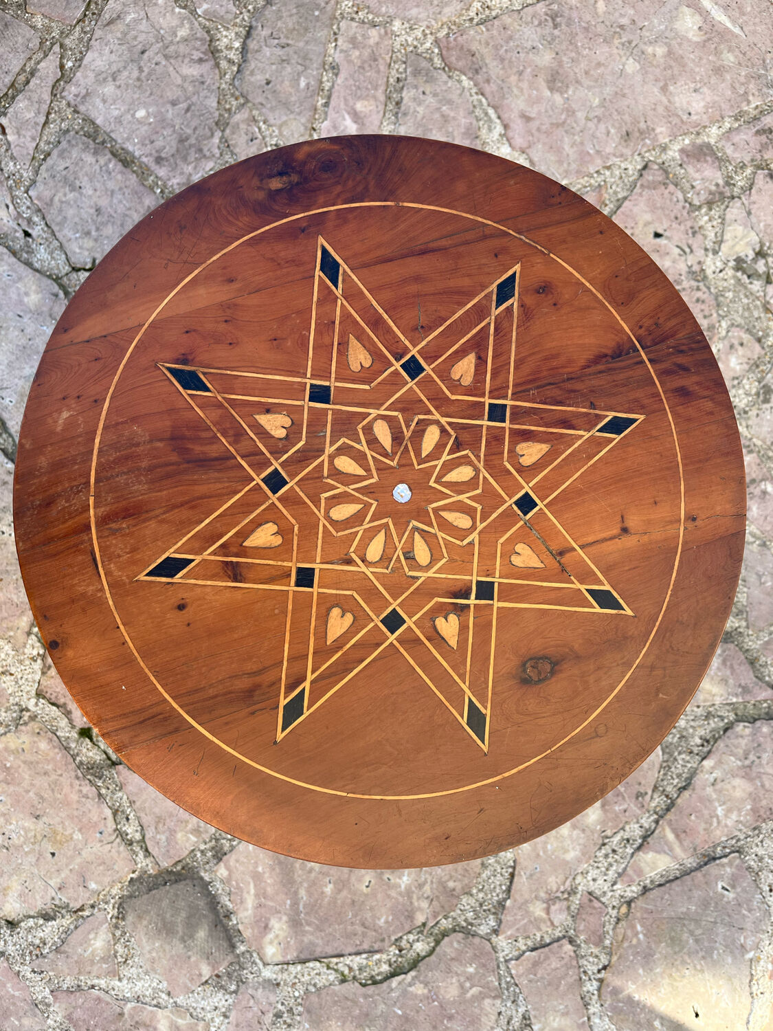 Old inlaid pedestal table