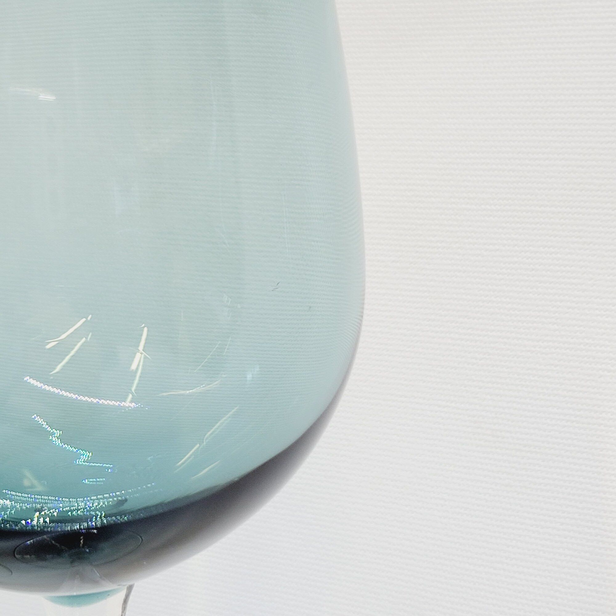6 Large Wine or Water Balloon Glasses in Petrol Blue Color Blown Glass