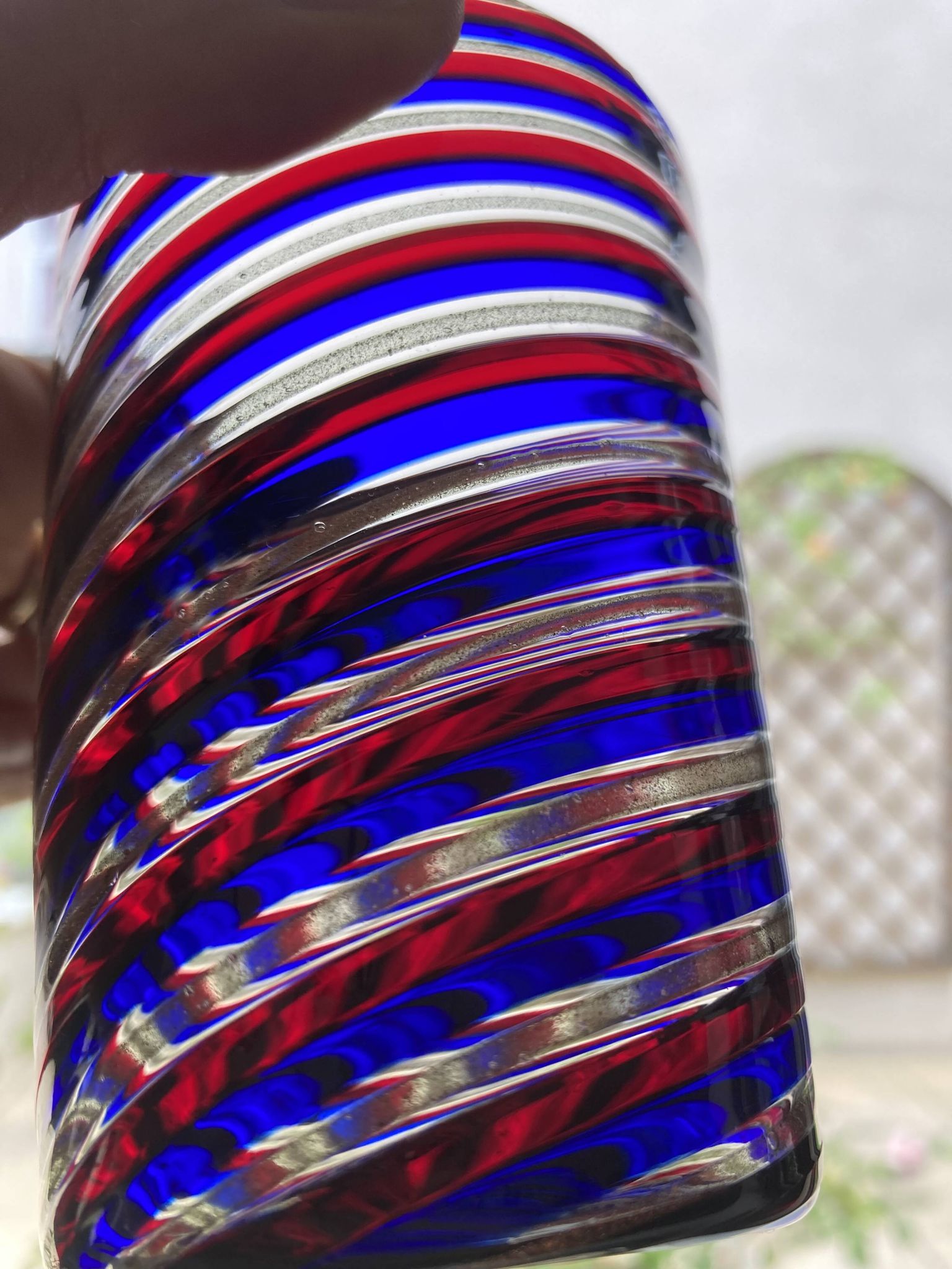 6 verres gobelets d'art Murano spirales tricolores