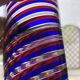 6 Murano art goblet glasses tricolor spirals