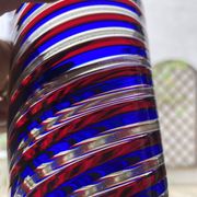 6 verres gobelets d'art Murano spirales tricolores