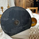 Pair of Empire style candlesticks, patinated brass and black stone.