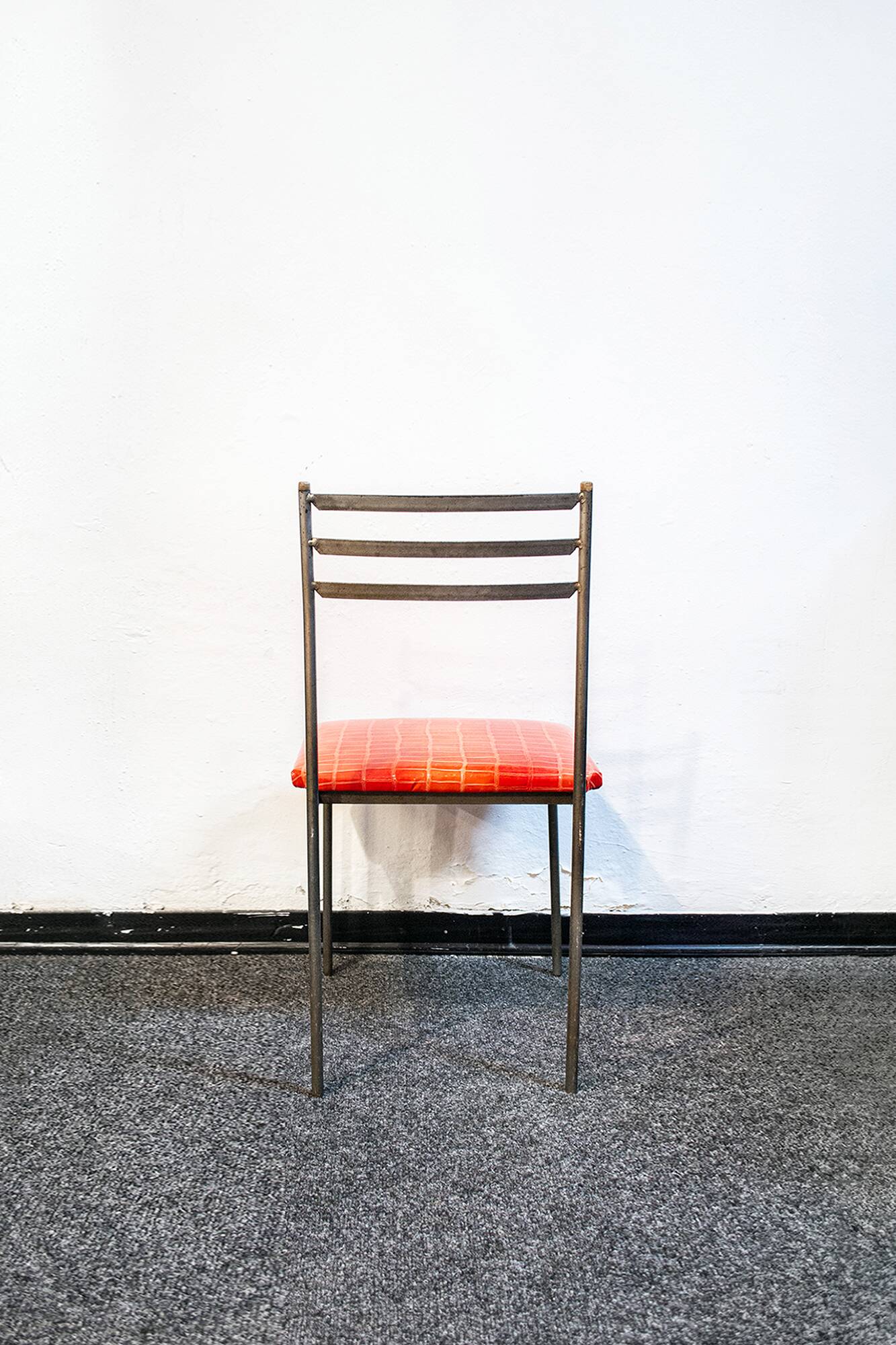 Iron and leather chairs Italy 1960s