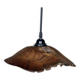 Small pendant light in corrugated teak leaf (Small D:30 H:20)
