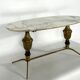 Vintage brass and marble coffee table. Italy 1950s