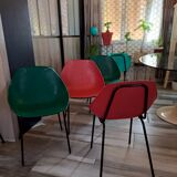 Suite of 5+1 shell chairs Pierre Guariche 1960