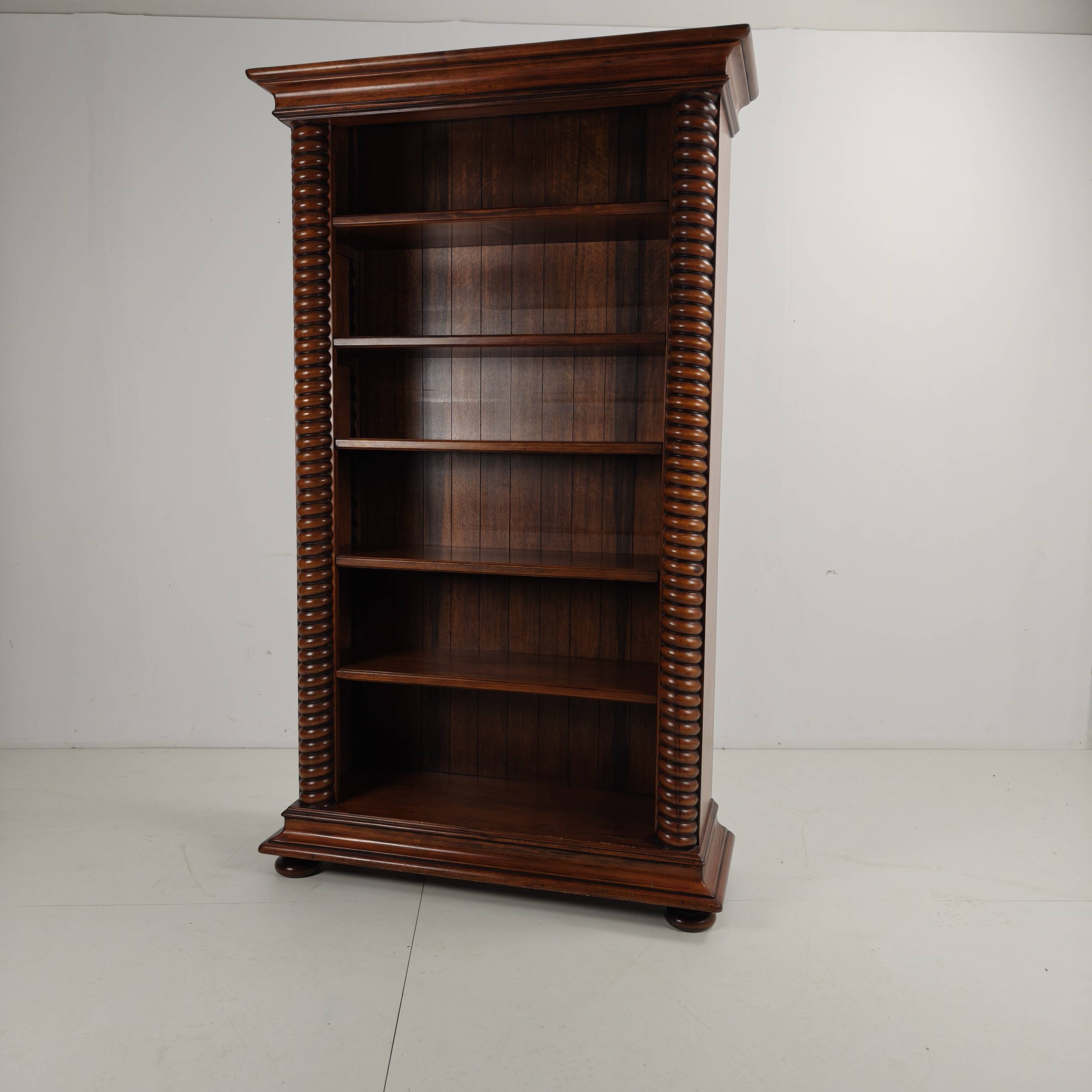 Barley Twist Open Bookcase – Solid Walnut, circa 1930