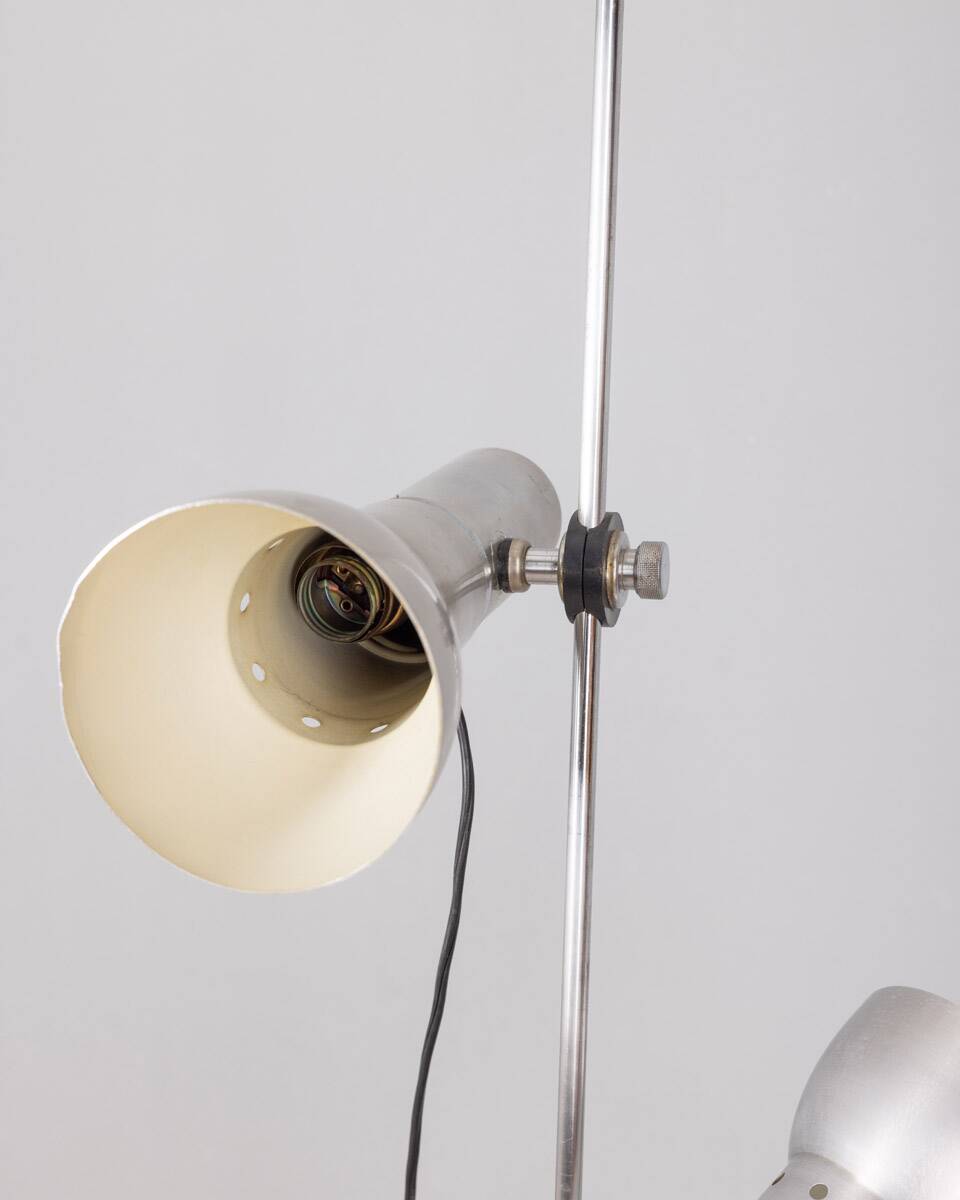 Vintage floor lamp 70s chromed metal and white italian design