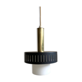 Suspension in opaline, brass and metal, circa 1960