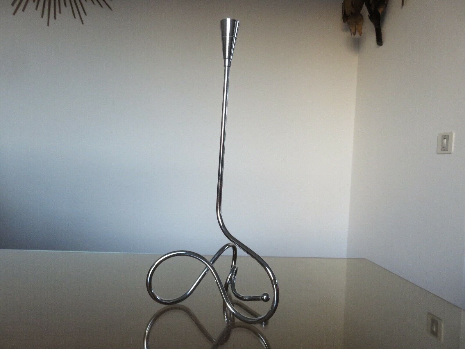 Scandinavian candlestick in chrome metal 1970
