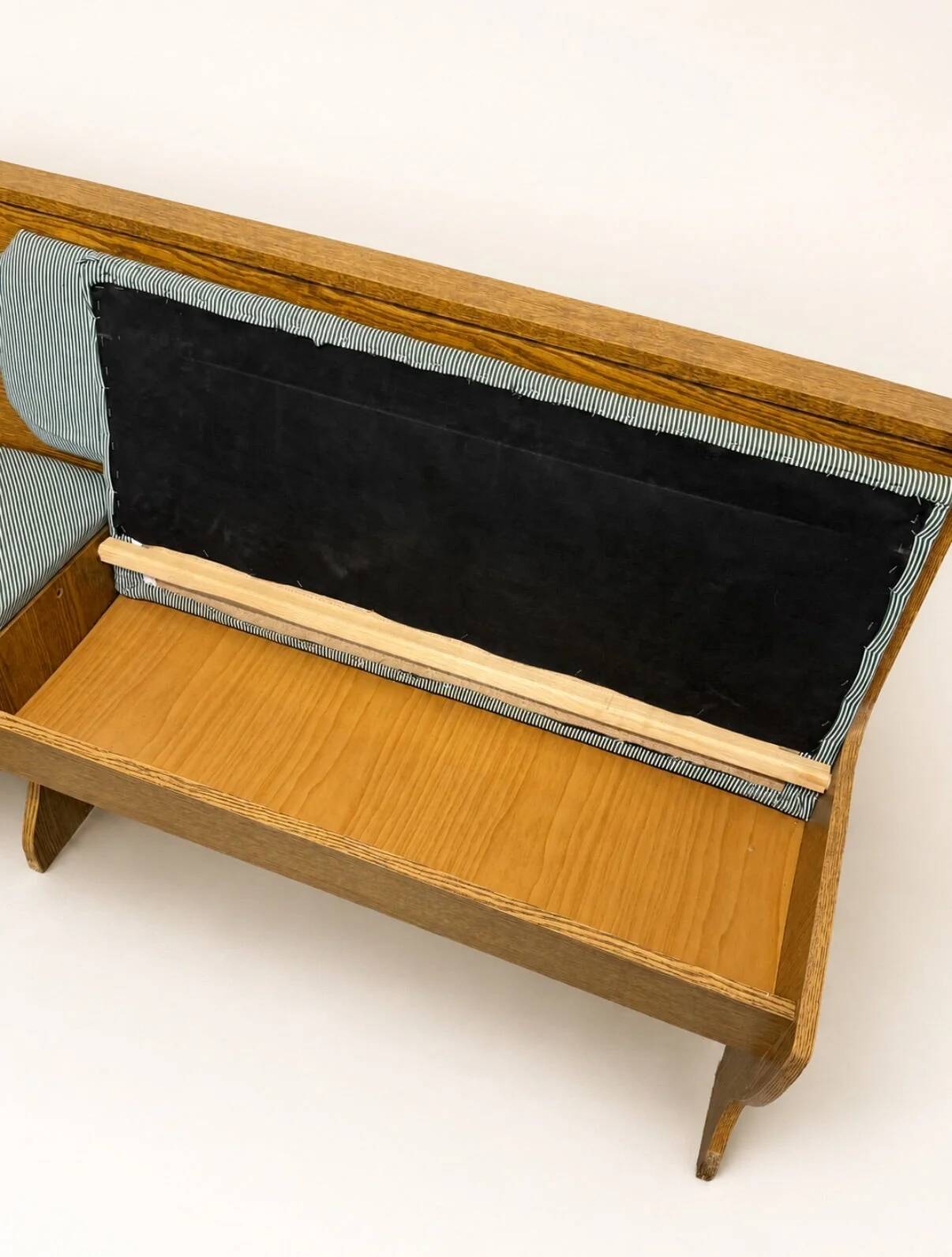 Ensemble vintage de coin repas en chêne — banquette, table extensible et 2 chaises