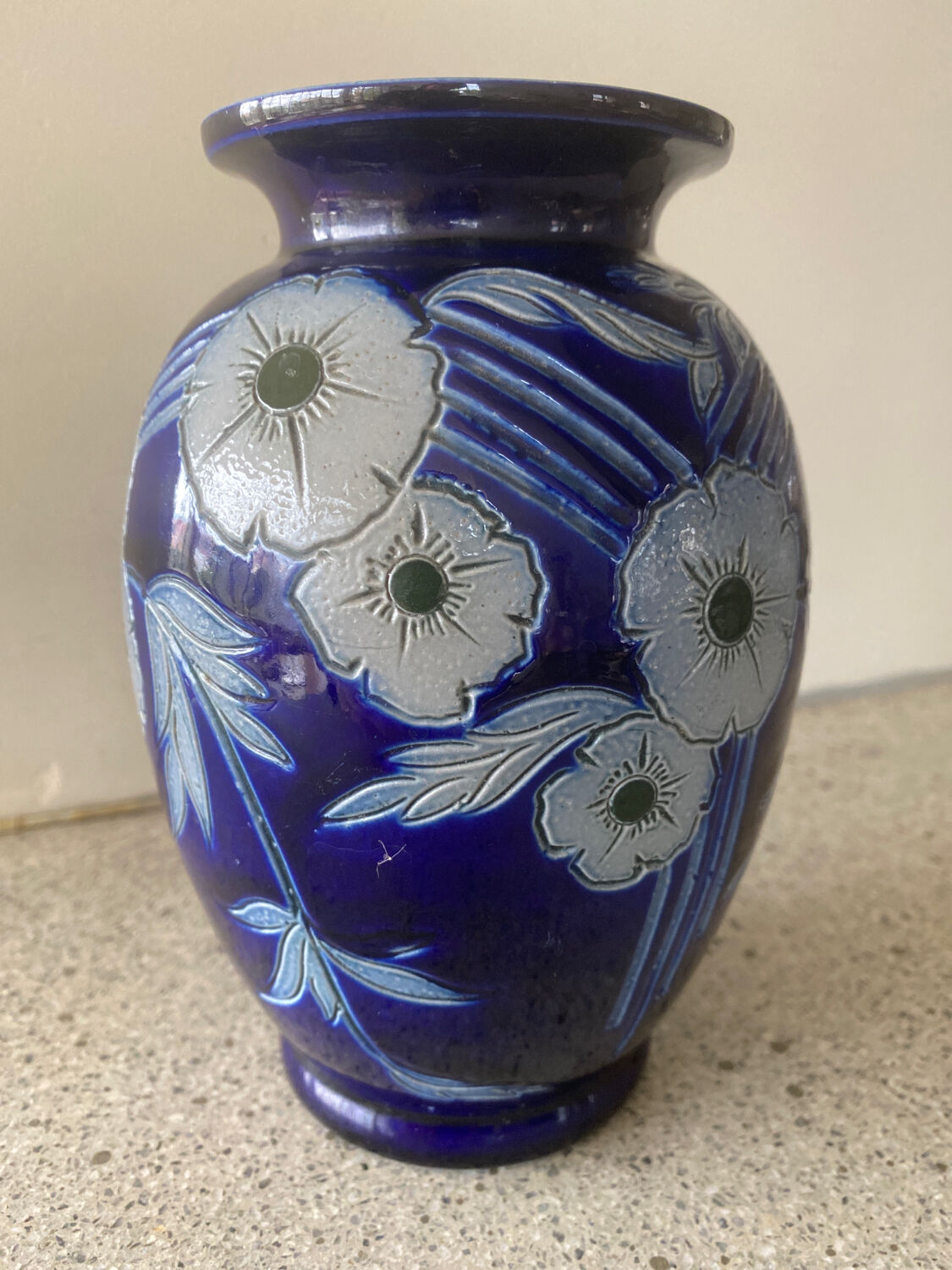 Alsace stoneware vase signed P Schmitter
