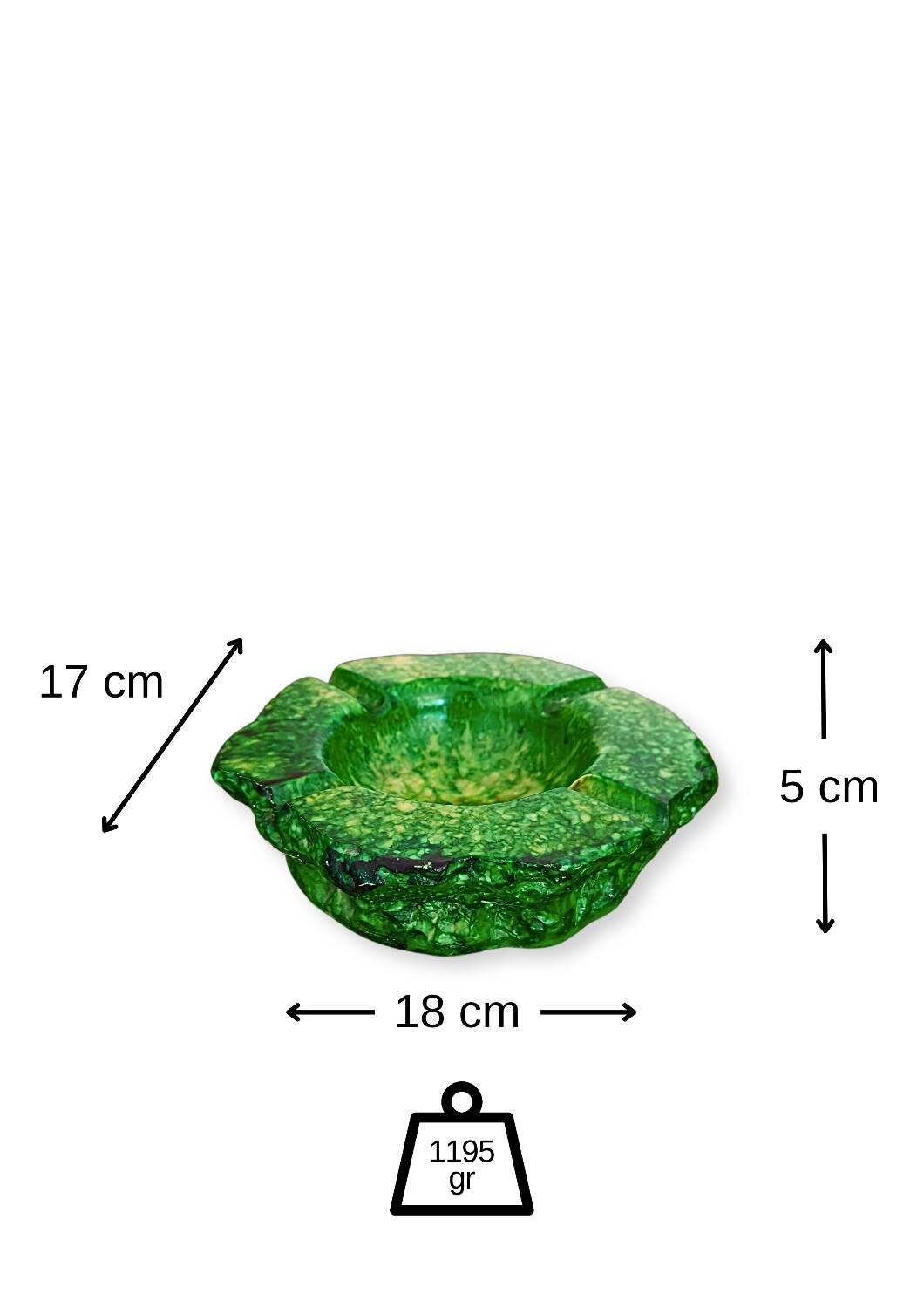 Cendrier vintage en albâtre vert Romano Bianchi