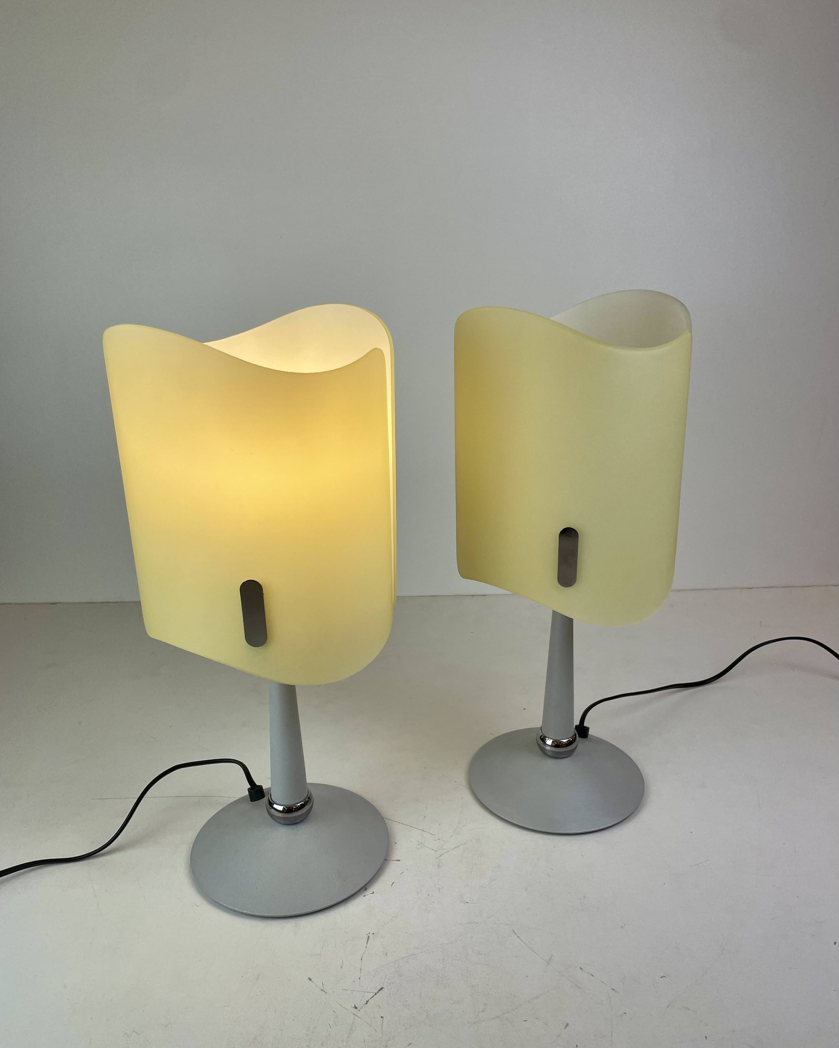 Pair of Italian Opaline Table Lamps, 1990s