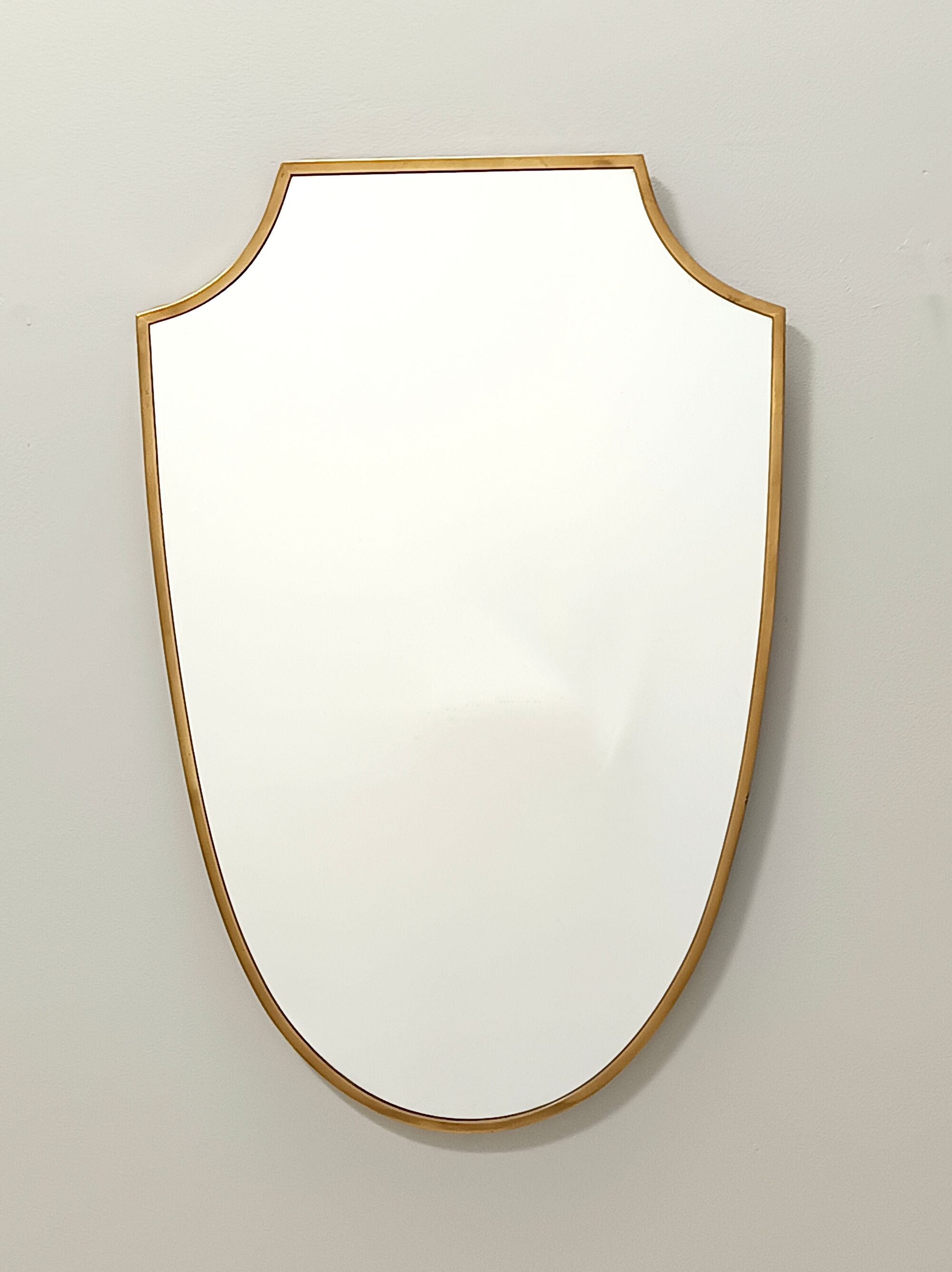 Mid-Century Modern Vintage Wall Mirror in Brass and Wood, Italy 1960s